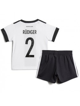 Otroški Nogometna dresi replika Nemčija Antonio Rudiger #2 Domači SP 2022 Kratek rokav (+ hlače)